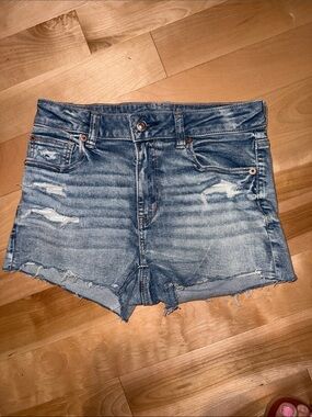 American Eagle Outfitters Light Blue Distressed  High Rise Shorties sz4